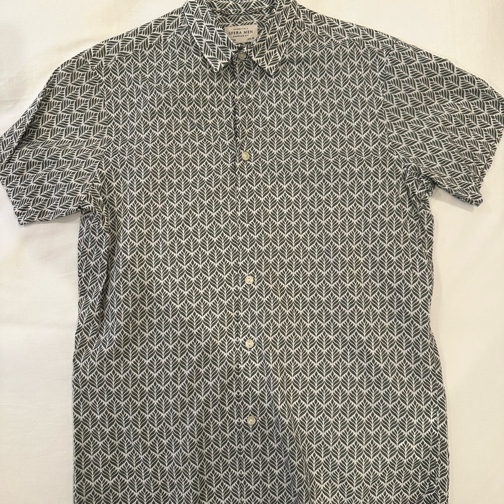 Essentials Green and White Geometric Shirt